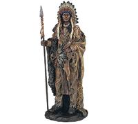 ICE ARMOR 14" H Indian Warrior with Spear Statue Native American Decoration Figurine Office Desk/Home/Living Room/Table Decor, Perfect House Warming Gifts for New Home