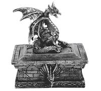 ICE ARMOR 5.5" H Silver Dragon Guarding Rectangular Trinket Box Statue Sculpture Ornament Decoration Home/Room Decor Ideas