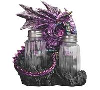 ICE Armor 6" H Dragon Salt & Pepper Shaker Holder Statue Sculpture Ornament Decoration Home/Room Decor and Gift Ideas for Housewarming, Holidays and Birthdays Great Collectible Addition