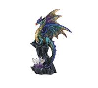 ICE ARMOR 6" H Purple Dragon Guarding Faux Crystal Gemstone Statue Fantasy Decoration Figurine