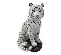 ICE ARMOR 6" H White Tiger Sitting Figurine Statue Decoration Office Desk/Home/Living Room/Table Decor, Perfect House Warming Gifts for New Home