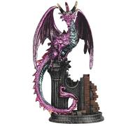 ICE ARMOR 7" H Purple Dragon on Castle Figurine Statue Sculpture Ornament Decoration Home/Room Decor and Gift Ideas for Housewarming, Holidays and Birthdays Great Collectible Addition
