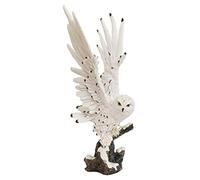 ICE ARMOR Detailed Craftmanship Snow Owl Statue Figurine, Owl Perching on Branch Figurine for Shelf Table Counters, Fall Decor for Home, Animal Decorations for Living Room