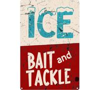 Ice Bait Tackle Fish Fishing Marina Shop Metal Shack Rustic Fishing Decor Lake House Cottage Cabin Metal Decor Gift For Women Men Tin Sign 8x12 Inch