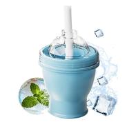 Ice Ball Maker Cup,Foldable Leakproof Portable Bottle | Ice Cup with Straw and Lid | for Whiskey Coffee Juice Cocktail Drinks Home Gym Travel