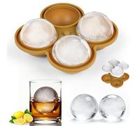 Ice ball maker mold For Whiskey And Cocktails ，2.5inch Round ice cube mold with Lids Easy Release Silicone Sphere Ice Cube Tray Perfect For Chilling Beverages Drinks And Bourbon 1PCS/4 Ice balls