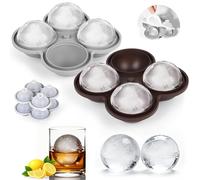 Ice ball maker mold For Whiskey And Cocktails ，2.5inch Round ice cube mold with Lids Easy Release Silicone Sphere Ice Cube Tray Perfect For Chilling Beverages Drinks And Bourbon 2PCS/8 Ice balls