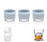 Ice Ball Maker Mold, Round Ice Cube Mold,DIY Slow Melting Round Ice Cube Mold with Lids,Easy to Demold,Sphere Ice Ball Drinks Maker.(Blue,3PCS)
