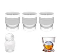Ice Ball Maker Mold, Round Ice Cube Mold,DIY Slow Melting Round Ice Cube Mold with Lids,Easy to Demold,Sphere Ice Ball Drinks Maker.(White,3PCS)