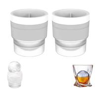Ice Ball Maker Mold, Round Ice Cube Mold,DIY Slow Melting Round Ice Cube Mold with Lids,Easy to Demold,Sphere Ice Ball Drinks Maker.(White,2PCS)