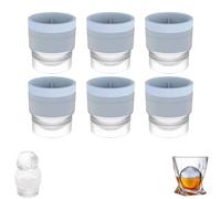 Ice Ball Maker Mold, Round Ice Cube Mold,DIY Slow Melting Round Ice Cube Mold with Lids,Easy to Demold,Sphere Ice Ball Drinks Maker.(Blue,6PCS)