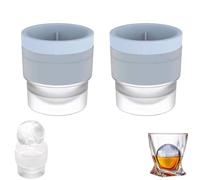 Ice Ball Maker Mold, Round Ice Cube Mold,DIY Slow Melting Round Ice Cube Mold with Lids,Easy to Demold,Sphere Ice Ball Drinks Maker.(Blue,2PCS)