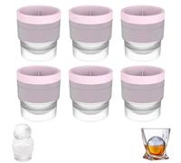 Ice Ball Maker Mold, Round Ice Cube Mold,DIY Slow Melting Round Ice Cube Mold with Lids,Easy to Demold,Sphere Ice Ball Drinks Maker.(Pink,6PCS)