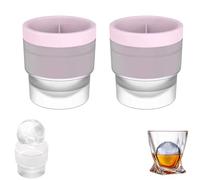 Ice Ball Maker Mold, Round Ice Cube Mold,DIY Slow Melting Round Ice Cube Mold with Lids,Easy to Demold,Sphere Ice Ball Drinks Maker.(Pink,2PCS)