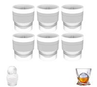 Ice Ball Maker Mold, Round Ice Cube Mold,DIY Slow Melting Round Ice Cube Mold with Lids,Easy to Demold,Sphere Ice Ball Drinks Maker.(White,6PCS)