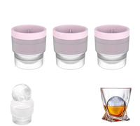 Ice Ball Maker Mold - Silicone Sphere Ice Mold,DIY Slow Melting Round Ice Cube Mold with Lids,Easy to Demould and Clean,Sphere Ice Maker.(Pink,3PCS)