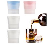 Ice Ball Maker, Set of 4 2.5 Inch Ice Spheres Mold,Round Ball ice Cube Mold for Whiskey Cocktails Juice Beverages Bourbon,Old Fashioned Clear Ice Cube Mold Silicone Freezer Press(White,Blue&Pink)