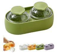 Ice Ball Maker with Lid, 2-Cavity Silicone Round Ice Ball Maker, Large Round ICES Cube Molds Easy Release, Creative Drinking Accessories for Juice Tea & Coffee (Green)
