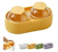 Ice Ball Maker with Lid, 2-Cavity Silicone Round Ice Ball Maker, Large Round ICES Cube Molds Easy Release, Creative Drinking Accessories for Juice Tea & Coffee (Yellow)