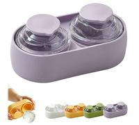 Ice Ball Maker with Lid, 2-Cavity Silicone Round Ice Ball Maker, Large Round ICES Cube Molds Easy Release, Creative Drinking Accessories for Juice Tea & Coffee (Purple)