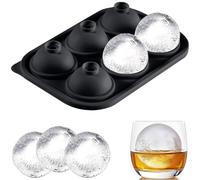 Ice Ball Maker with Lid, 6 Cavity Round Ice Cube Tray for Freezer, Easy Release Silicone Ice Mold Reusable Sphere Tray for Whiskey Cocktails and Homemade, Keep Drinks Chilled