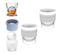 Ice Ball Molds - 2.5" Large Spherical Ice Cube Trays for Whiskey & Cocktails, Easy-Release Reusable Silicone Freezer Mold for Cold Drinks, Hockey Puck Ice Whiskey Cocktails Bourbon