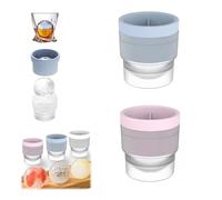 Ice Ball Molds, 2.5in Slow Melting Round Ice Cube Mold with Lids,Reusable Silicone Freezer Mold for Cold Drinks, Hockey Puck Ice (Pink+Blue)