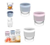 Ice Ball Molds, 2.5in Slow Melting Round Ice Cube Mold with Lids,Reusable Silicone Freezer Mold for Cold Drinks, Hockey Puck Ice (White+Pink+Blue)