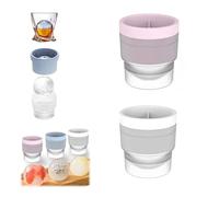 Ice Ball Molds, 2.5in Slow Melting Round Ice Cube Mold with Lids,Reusable Silicone Freezer Mold for Cold Drinks, Hockey Puck Ice (White+Pink)