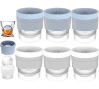 Ice Ball Molds,Ice Ball Maker,Round Ice Cube Mold,Ice Sphere Moulds,2/3/6PCS Reusable Silicone Large DIY Round Ice Cube Mold for Bourbon Whiskey,Cocktails,Easy to Demould and Clean (6PCS-O)