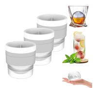 Ice Ball Molds, Set of 3, Slow-Melting, Stackable Ice Makers, Spherical Ice Cubes, Easy-Release Round Ice Cube Molds with Lids, Suitable for Whiskey, Cocktails, and Coffee Drinks