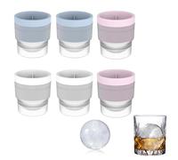 Ice Ball Mould,6Pcs Ball Ice Cube Moulds, Silicone Ice Ball Maker,for Whisky,Cocktails & Drinks Large Sphere Ice Cube Mould for Home and Party Use(Blue, Pink, White)