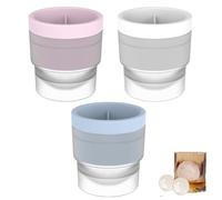 Ice Ball Mould, Set of 3 Ice Sphere Moulds, Whisky, Cocktails, and Soft Drinks, White, Blue, Pink, 5 * 5 * 6 Cm, 30g, Summer Punch & Soft Drinks or The Perfect Gin for A Refreshing