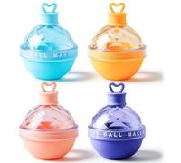 Ice Ball Moulds,Silicone Ice Ball Maker,Reusable Ice Moulds,for Easy Release Ice Ball Tray for Whiskey Cocktail Coffee Beverages and Water-4Pcs