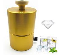 Ice Ball Press Mold, Multi-Shape Ice Press Machine, 70mm Spherical/Diamond/Football/Flower Molds, Gold Aluminum Ice Cube Maker for Whiskey, Cocktails, Home Bar & Party Diamond Type 70mm