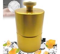 Ice Ball Press Mold, Multi-Shape Ice Press Machine, 70mm Spherical/Diamond/Football/Flower Molds, Gold Aluminum Ice Cube Maker for Whiskey, Cocktails, Home Bar & Party Football Type 70mm