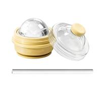 Ice Ball Tray - 325ml Sphere Chiller | Silicone Drink Former - Leakproof Foldable Freezer Container with Lid and Straw for Juice Milk Beer Cocktails Home Office Travel