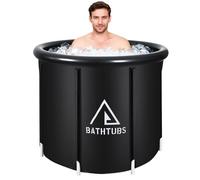Ice Bath Recovery Tub Portable Ice Bath for Cold Water Therapy Training/an Ice Bathtub for Athletes - Adult Spa for Ice Baths and Soaking - Outdoor Cold Plunge Tub (Black Y, 90cm)