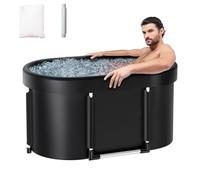 Ice Bath Tub Portable Large Cold Plunge Tub Foldable Oval Bath Tubs Cold Water Therapy Recovery Pool for Athletes Home Gym Outdoor Soaking 45.3x23.6x19.7inch