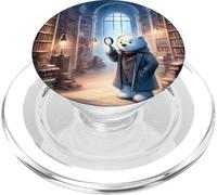 Ice Bear Detective In A Dimly Lit Library. Magnifying Glass PopSockets PopGrip for MagSafe