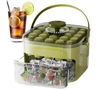 Ice Block Maker, Ice Cube Maker,Push-Type Ice Maker with Drawer Storage - Safe, Durable & Easy to Clean - Double-Layer Ice Trays for Creative Drinks,Reusable Ice Cubes for Drinks (Green)