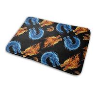 Ice Blue And Red Fire Flame Dragon Door Mats Stylish Barrier Mat Heavy Duty Bath Rug For Entrance Entryway Living Room 40X60Cm