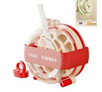 Ice Bottle, Water Bottle Ice Cube Tray, ICES Cube Tray with Zero-Contact Press Function, Press and Pour Fresh, Quicker and More Convenient (red with Straw 500ml)