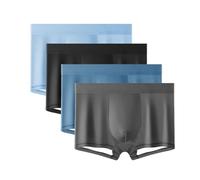 Ice Boxer Pro, Men's Ice Silk Cooling Underwear, Seamless Breathable Low Rise Boxer Briefs, Ultra-thin Stretch Boxers (4pcs B,XL)