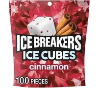 ICE BREAKERS Ice Cubes Cinnamon Sugar Free Chewing Gum Pouch, 8.11 oz (100 Pieces)