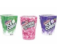 Ice Breakers Ice Cubes Sugar-Free Gum 3-Pack Variety Collection 40 Pcs/Bottle | Bubble Breeze | Grape | Spearmint - American/USA