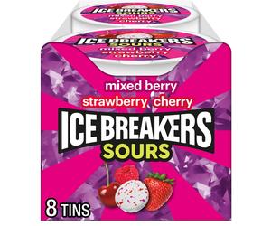 ICE BREAKERS Sour Mints, 1.5oz, Pack of 8 (Mixed Berry, Strawberry, Cherry)