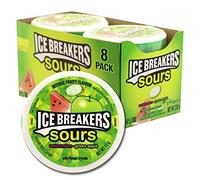 Ice Breakers Sours, Sugar Free Mints, Watermelon and Green Apple Flavour, Pack of 8 x 42 g