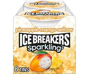 ICE BREAKERS Sparkling Pineapple Mango Seltzer Sugar Free Mint Tins 1.5oz (Pack of 8)
