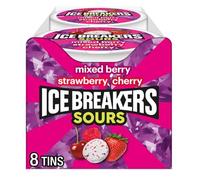 Ice Breakers Strawberry + Mixed Berry Sours, Pack of 8 x 42 g